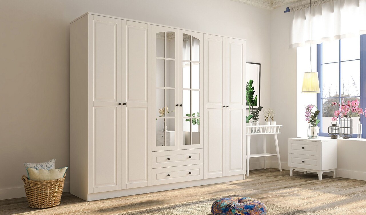 Dulap pentru haine, Hanah Home, Rb-019, 210x210x52 cm, Alb mat - imagine 7